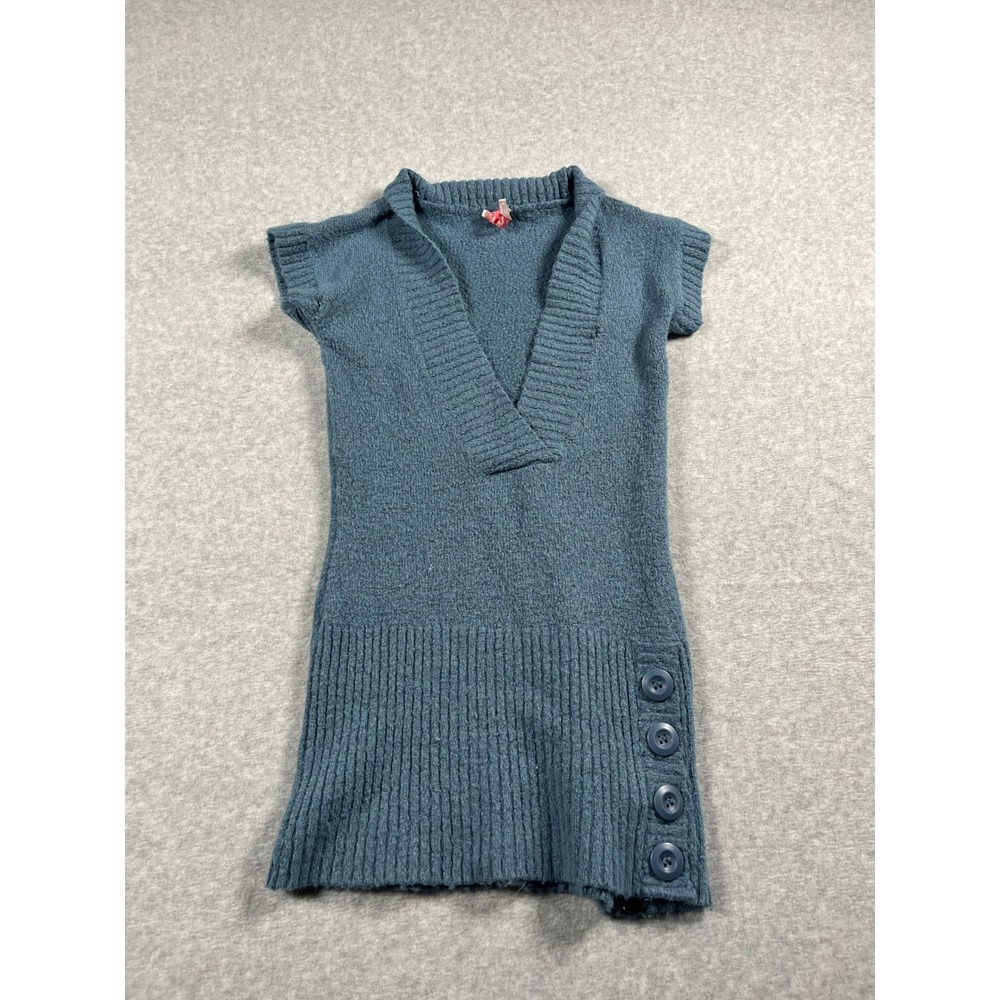 VTG Y2K Pink Heart Long Sweater Women M Blue Academia Preppy Layering Retro